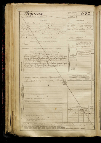 Péqueux, Oscar Pierre Victor, né le 07 décembre 1880 à Dominois (Somme), classe 1900, matricule n° 632, Bureau de recrutement d'Amiens