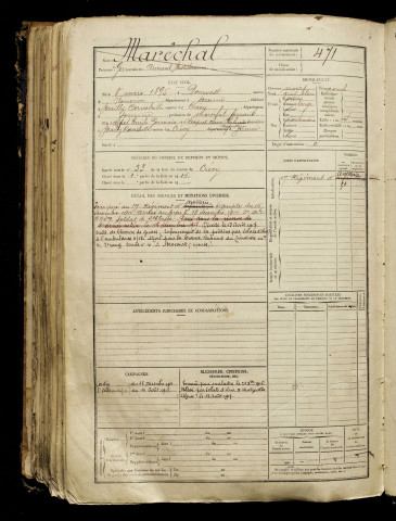 Maréchal, Germain Armand Aristide, né le 08 mars 1895 à Domvast (Somme), classe 1915, matricule n° 471, Bureau de recrutement d'Abbeville