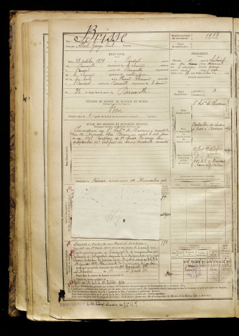 Brisse, Albert Georges Emile, né le 28 octobre 1879 à Candas (Somme), classe 1899, matricule n° 1222, Bureau de recrutement d'Abbeville