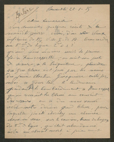 Témoignage de Declerc, André (Infirmier) et correspondance avec Jacques Péricard