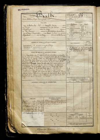 Berthe, Arthur Ange Marie Joseph, né le 02 septembre 1898 à Coupelle-Neuve (Pas-de-Calais), classe 1918, matricule n° 94, Bureau de recrutement d'Abbeville