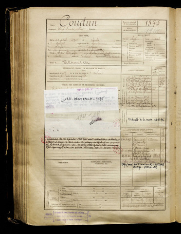 Coudun, René Firmin Arthur, né le 10 avril 1901 à Senlis-le-Sec (Somme), classe 1921, matricule n° 1375, Bureau de recrutement d'Abbeville