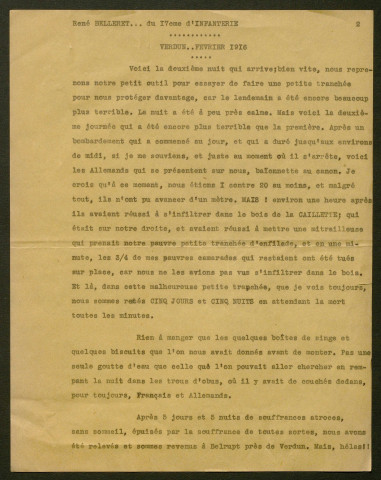 Témoignage de Belleret, René et correspondance avec Jacques Péricard