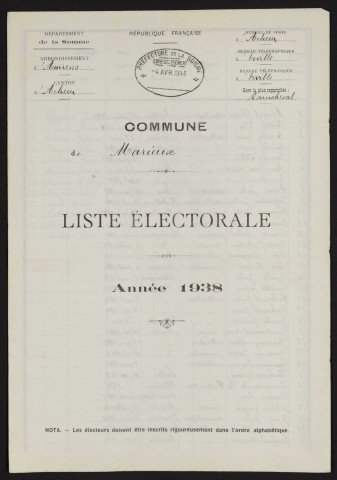 Liste électorale : Marieux