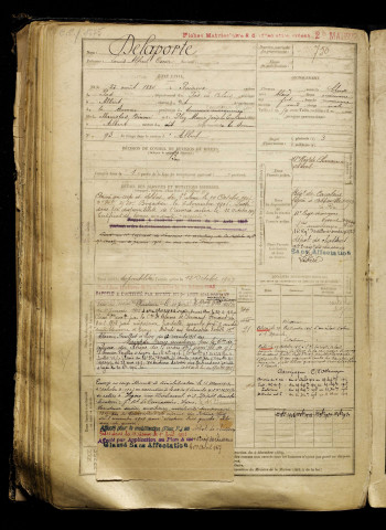 Delaporte, Louis Alfred Oscar, né le 25 août 1884 à Puisieux (Pas-de-Calais), classe 1904, matricule n° 756, Bureau de recrutement de Péronne