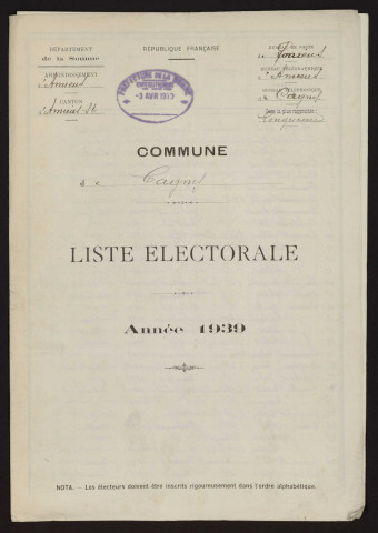 Liste électorale : Cagny