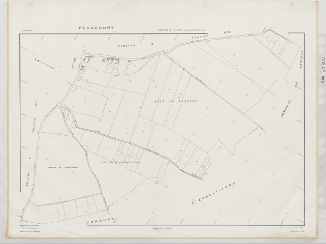 Plan du cadastre rénové - Flaucourt : section X1