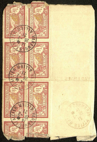 Autorisation de réception des correspondances poste restante et télégraphe restant sans surtaxe valable jusqu'au 27 février 1922, au nom de Louis Paul Morin