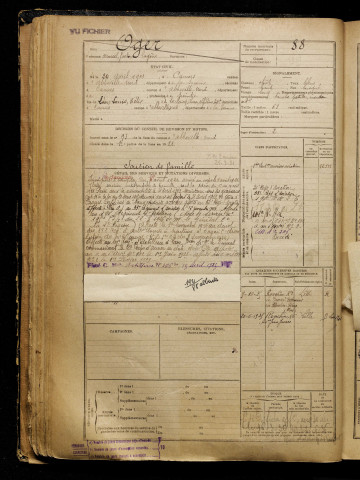 Oger, Marcel Gaston Eugène, né le 24 avril 1901 à Caours (Somme), classe 1921, matricule n° 88, Bureau de recrutement d'Abbeville