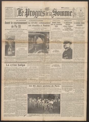 Le Progrès de la Somme, numéro 21719, 9 mars 1939