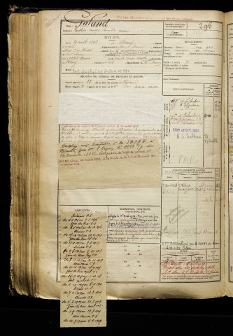 Galand, Gustave André Camille, né le 29 août 1896 à Bray-sur-Somme (Somme), classe 1916, matricule n° 296, Bureau de recrutement de Péronne