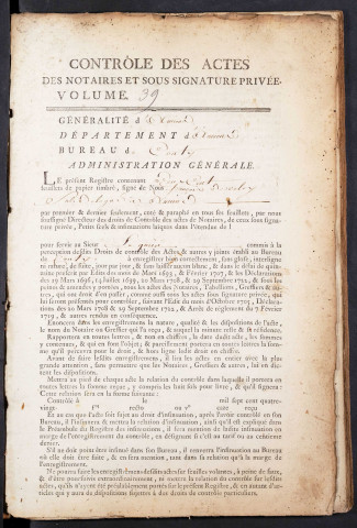 Contrôle des actes du bureau de Conty pour la période du 18 avril 1787 au 27 septembre 1790