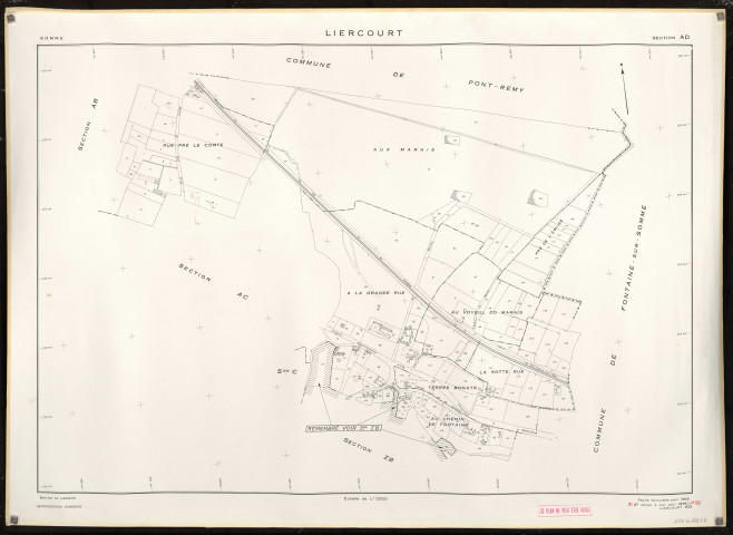 Plan du cadastre rénové - Liercourt : section AD