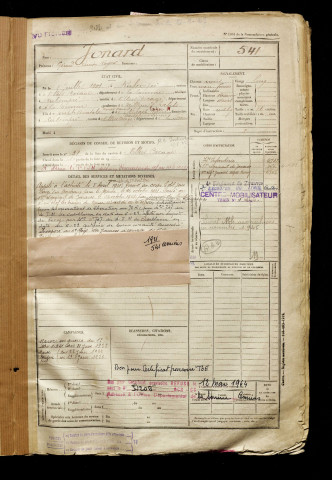 Jonard, Gérard Lucien Roger, né le 02 juillet 1901 à Rubempré (Somme), classe 1921, matricule n° 541, Bureau de recrutement d'Amiens