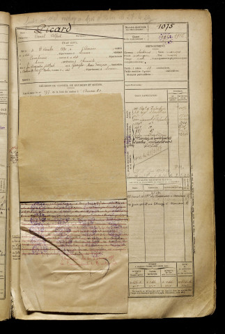 Picard, Daniel Alfred, né le 04 décembre 1894 à Amiens (Somme), classe 1914, matricule n° 1075, Bureau de recrutement d'Amiens