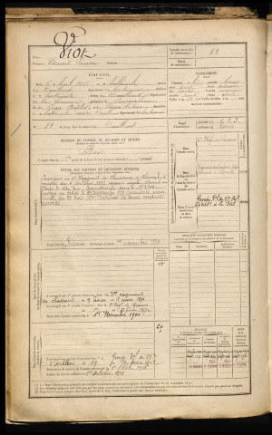 Viot, Edmond Lucien, né le 06 août 1866 à Authieule (Somme), classe 1886, matricule n° 62, Bureau de recrutement d'Abbeville