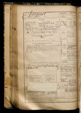 Jacquart, Charles Joseph Elie, né le 01 mai 1871 à Saint-Pol-sur-Ternoise (Pas-de-Calais), classe 1891, matricule n° 730, Bureau de recrutement d'Abbeville