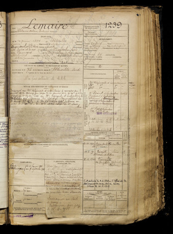 Lemaire, Clotaire Octave Fortuné, né le 10 juin 1897 à Abbeville (Somme), classe 1917, matricule n° 1239, Bureau de recrutement d'Abbeville
