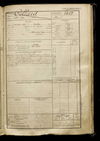 Collard, Albert Alfred, né le 03 décembre 1896 à Doullens (Somme), classe 1916, matricule n° 1417, Bureau de recrutement d'Amiens