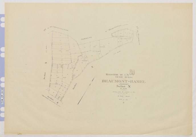 Plan du cadastre rénové - Beaumont-Hamel : section X2