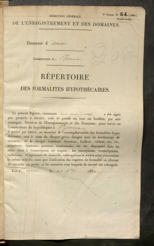 Répertoire des formalités hypothécaires, du 04/02/1864 au 11/04/1864, registre n° 206 (Péronne)