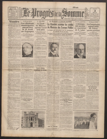 Le Progrès de la Somme, numéro 18813, 3 mars 1931