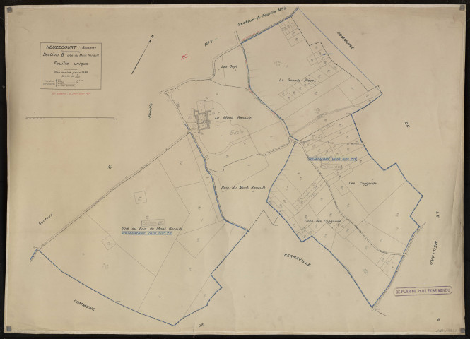Plan du cadastre rénové - Heuzecourt : section B