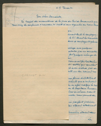 Témoignage de Cherest, André et correspondance avec Jacques Péricard