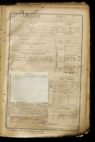 Baillin, Octave Louis Florent, né le 10 mai 1878 à Fienvillers (Somme), classe 1898, matricule n° 137, Bureau de recrutement d'Abbeville
