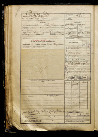 Desgardin, Ismaël Charles Valery Eugène, né le 12 janvier 1900 à Saint-Valery-sur-Somme (Somme), classe 1920, matricule n° 638, Bureau de recrutement d'Abbeville