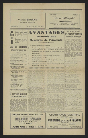 Bulletin mensuel de l'amicale des supporters de l'Amiens Athlétic Club (nouvelle édition) - Saison 1929-1930