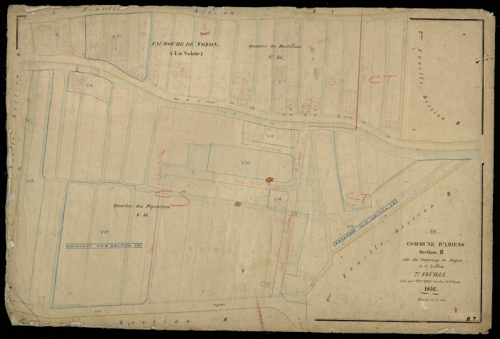 Plan du cadastre napoléonien - Amiens : Faubourg de Noyon (Le), B7