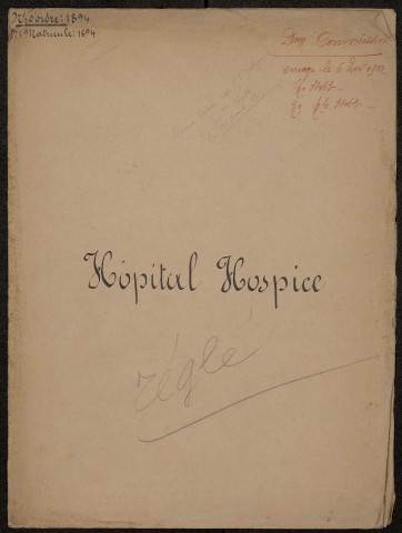 Péronne. Demande d'indemnisation des dommages de guerre : dossier Hôpital-hospice de Péronne (biens meubles de l'Hôpital, parc du Quinconce)