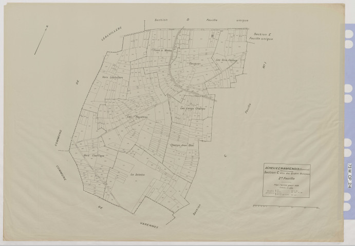 Plan du cadastre rénové - Acheux-en-Amiénois : section C2