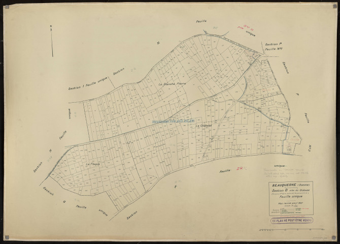 Plan du cadastre rénové - Beauquesne : section O