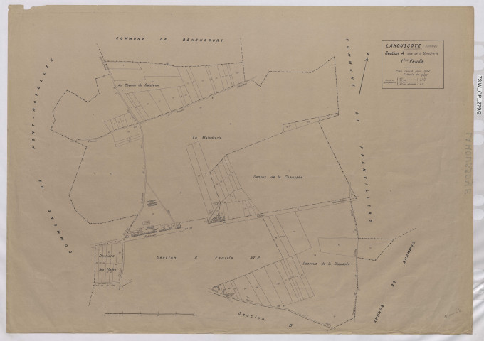 Plan du cadastre rénové - Lahoussoye : section A1