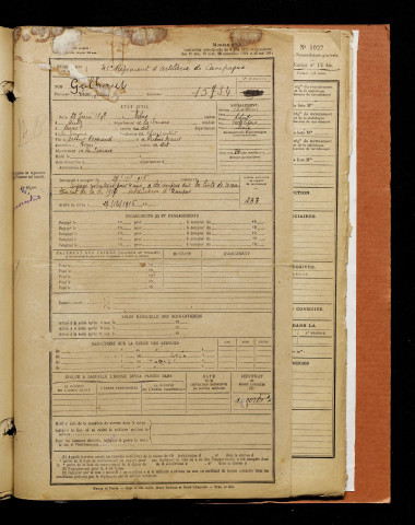 Galhaut, Léon Jules, né le 27 juin 1897 à Nibas (Somme), classe 1917, matricule n° 237, Bureau de recrutement d'Amiens