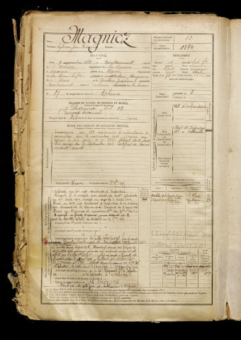 Magniez, Sylvain Jean François, né le 09 novembre 1881 à Toutencourt (Somme), classe 1901, matricule n° 82, Bureau de recrutement d'Abbeville