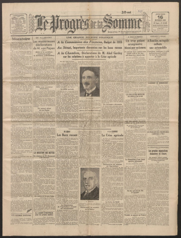 Le Progrès de la Somme, numéro 19438, 16 novembre 1932