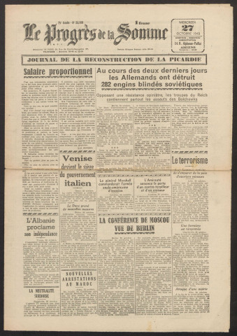 Le Progrès de la Somme, numéro 23109, 27 octobre 1943