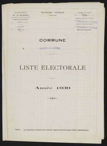 Liste électorale : Villers-sur-Authie