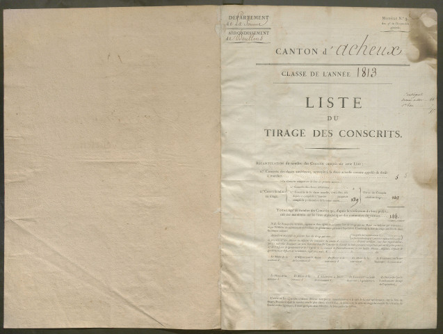 Tirage au sort (arrondissement de Doullens) de l'année 1813