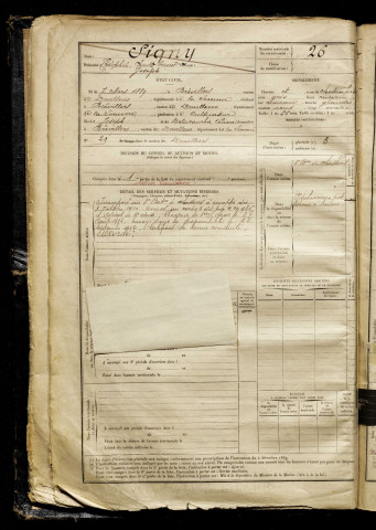 Signy, Théophile Charles Ernest Joseph, né le 07 mars 1889 à Brévillers (Somme), classe 1909, matricule n° 26, Bureau de recrutement d'Abbeville