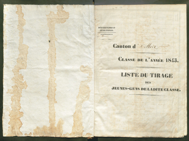 Tirage au sort (arrondissement de Péronne) de l'année 1843