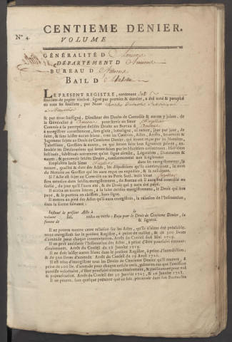 Centième denier du bureau d’Amiens pour la période du 10 décembre 1774 au 26 septembre 1775