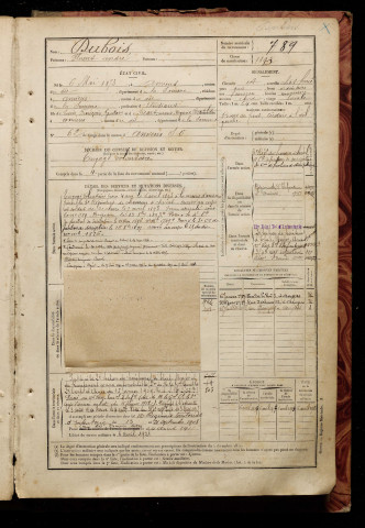 Dubois, Florent André, né le 06 mai 1873 à Amiens (Somme), classe 1893, matricule n° 789, Bureau de recrutement d'Amiens