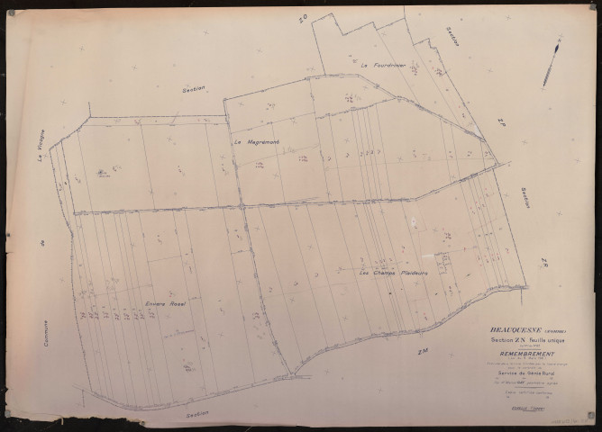 Plan du cadastre rénové - Beauquesne : section ZN