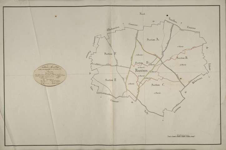 Plan du cadastre napoléonien - Rosières-en-Santerre (Rozières) : tableau d'assemblage