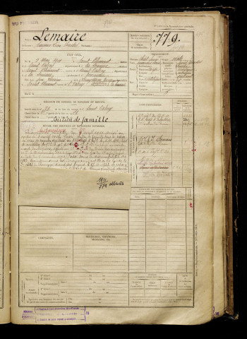 Lemaire, Eugène Léon Charles, né le 05 mai 1901 à Saint-Blimont (Somme), classe 1921, matricule n° 779, Bureau de recrutement d'Abbeville