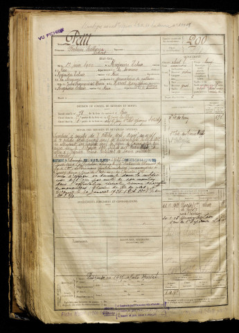 Petit, Fortuné Sosthène Robert, né le 01 juin 1900 à Regnière-Écluse (Somme), classe 1920, matricule n° 290, Bureau de recrutement d'Abbeville